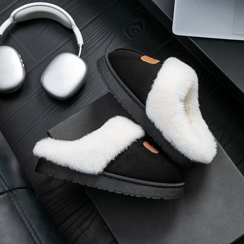 Winter plush cotton slippers indoor home thick bottom non-slip plush warm fashion versatile cotton mop