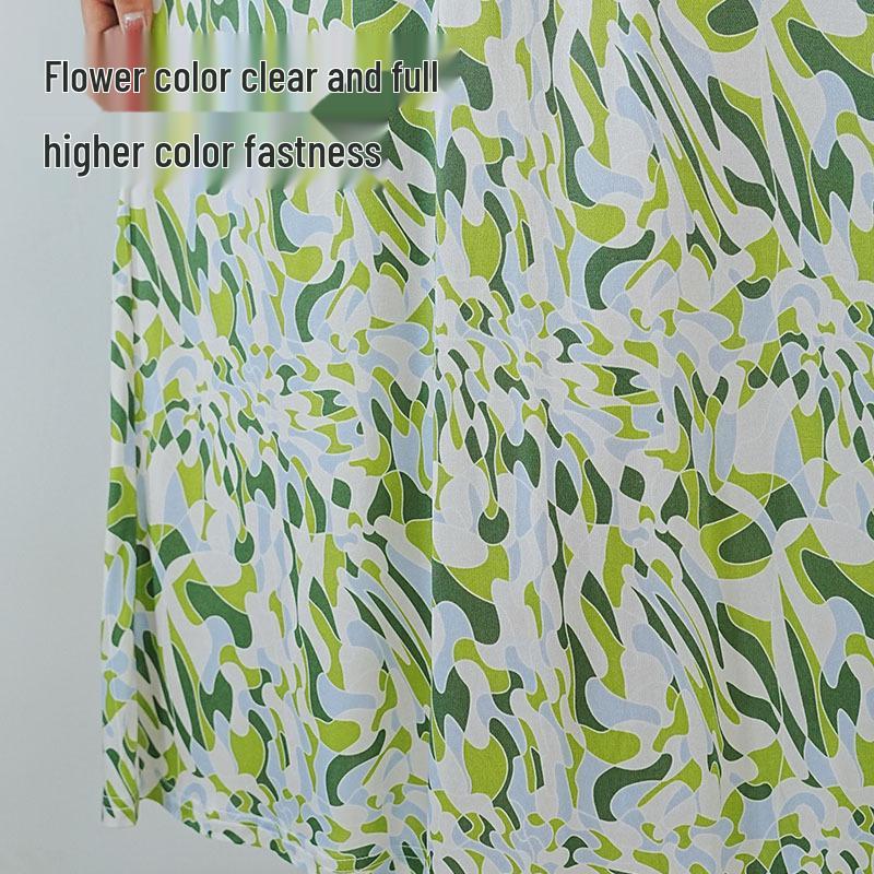 Guolian Floral V-Neck Slimming Long Dress - Mulberry Silk