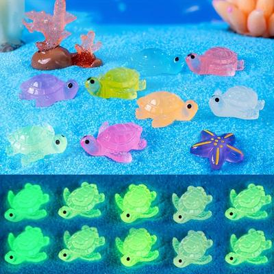 10 Piezas Adornos de Tortuga Pequeña Luminosos Adorno de Micro Paisaje Manualidad de Resina Diy Color Mixto