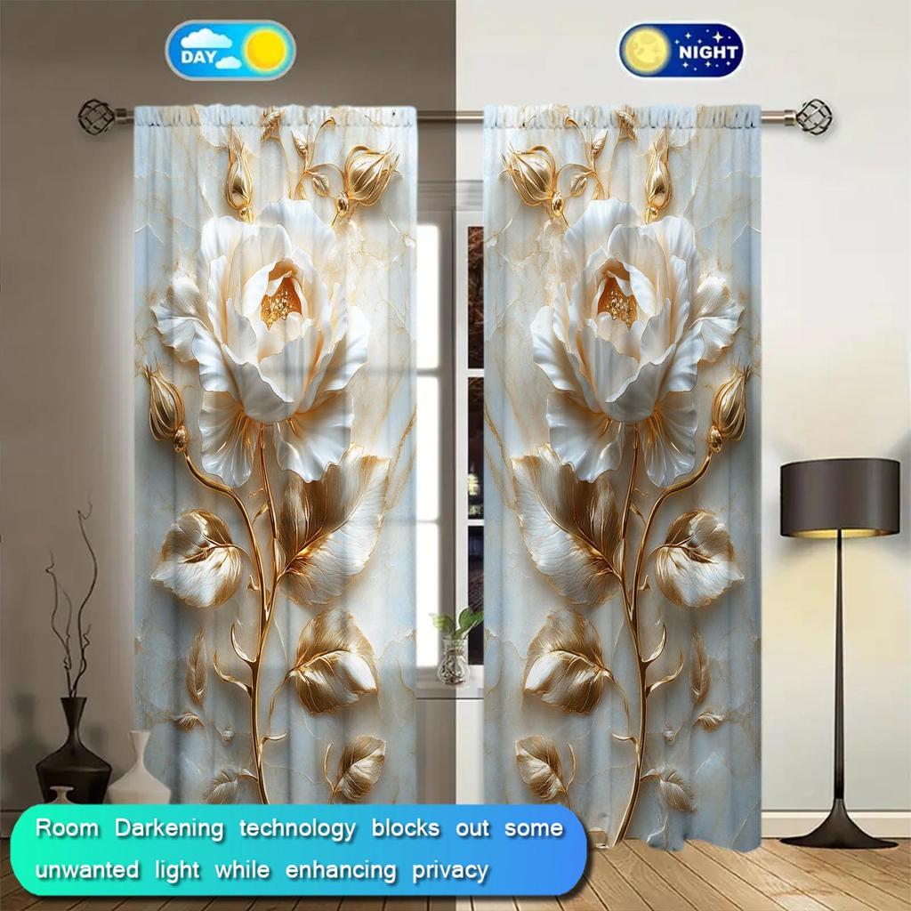 2 Panels Gorgeous Relief Marble Rose Pattern Curtains   Versatile Design Suitable for Any Style   Creating a Peaceful Living Space