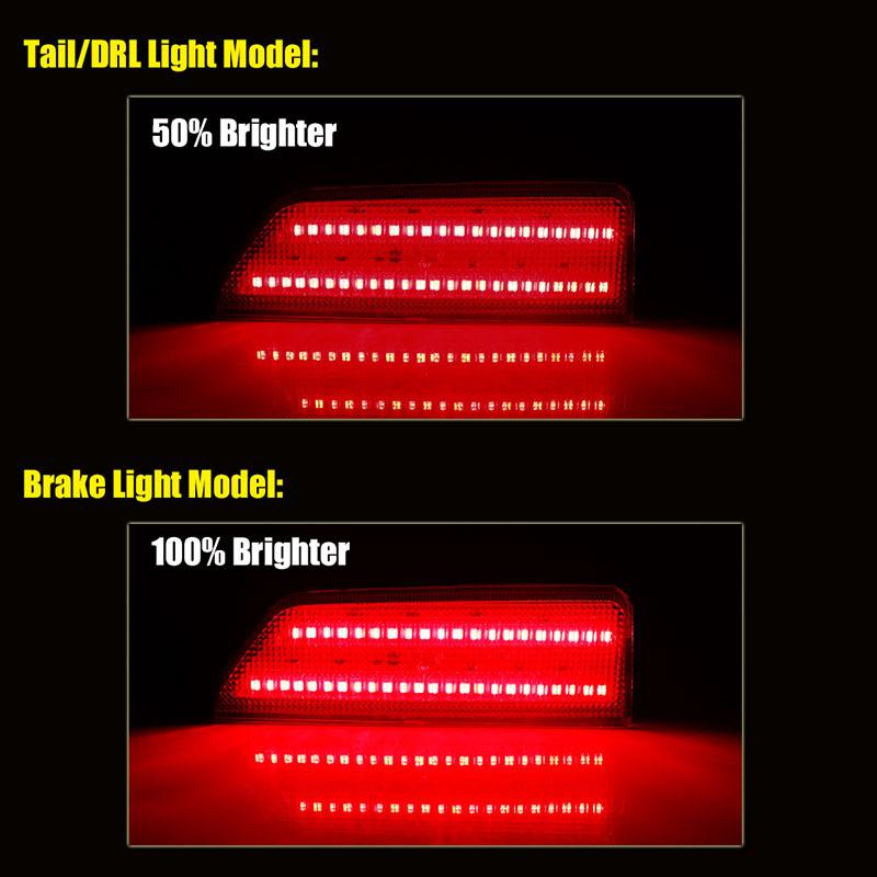 Smoked / Red Lens Red LED Rear Bumper Reflector Lights For 2016 2017 GMC Terrain Tail Brake Lights Rear Fog Lights