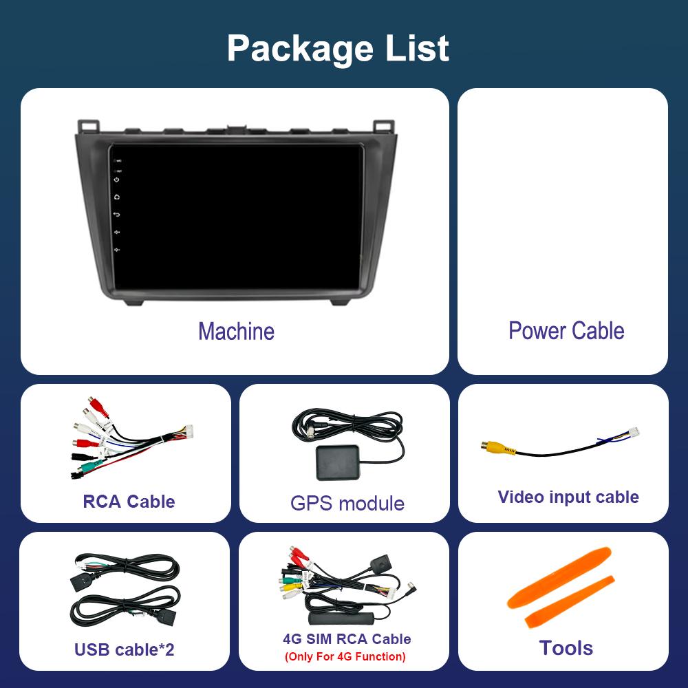 Touch Screen GPS Navigation for Mazda 6 II GH 2007 - 2012 Android 14 Car Video Multimedia Player WiFi BT DSP Stereo Auto Tools