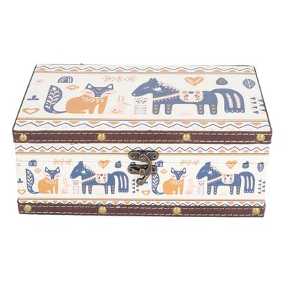 Wooden Jewelry Box British Style Waterproof PU Leather Durable Wide Application Wooden Treasure