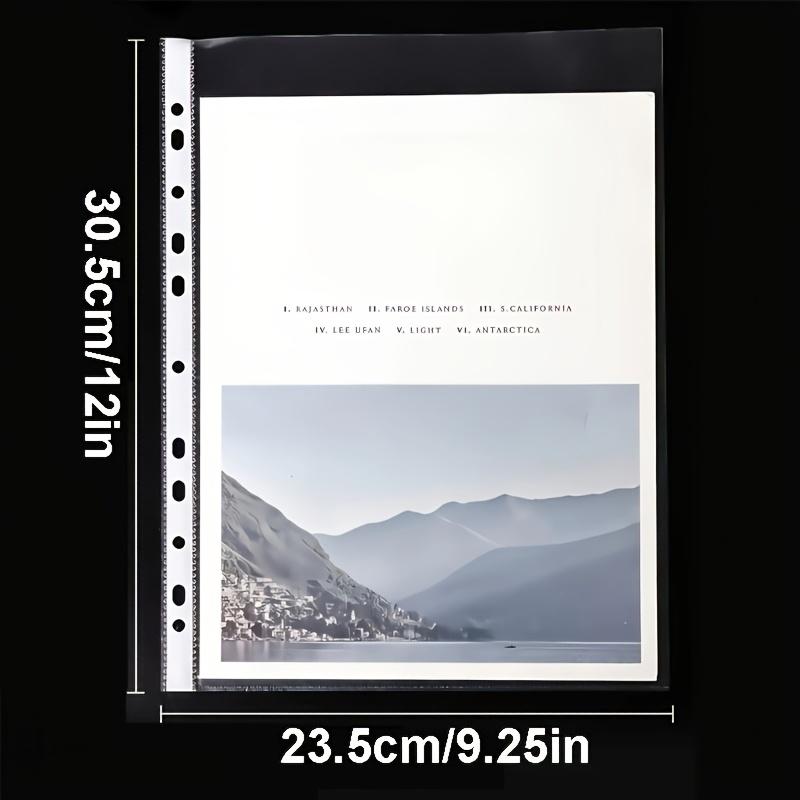 100Pcs A4 11 Holes Loose Leaf Plastic Punched Pockets Folders Documents Sheet Protectors Filing Transparent Folder Bag
