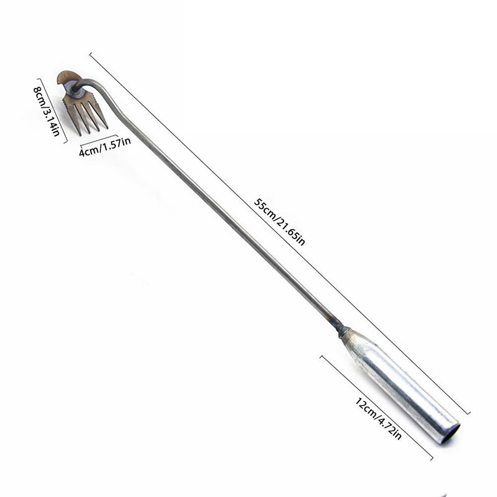 2 In 1 Garden Rake Manual WSeed Grass Rooting Tool Puller Shovel 4 Teeth Weeding Removal Hand Gardening Loose Soil Tool Weeder