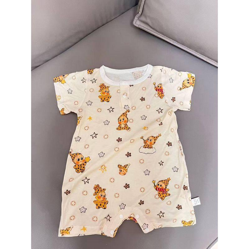 

Foreign Trade Baby Summer Class a Premium Silk Romper Cartoon Cute Star Character Zootopia Short-Sleeve One-Piece Sleepwear Leopard Print Star Man 90