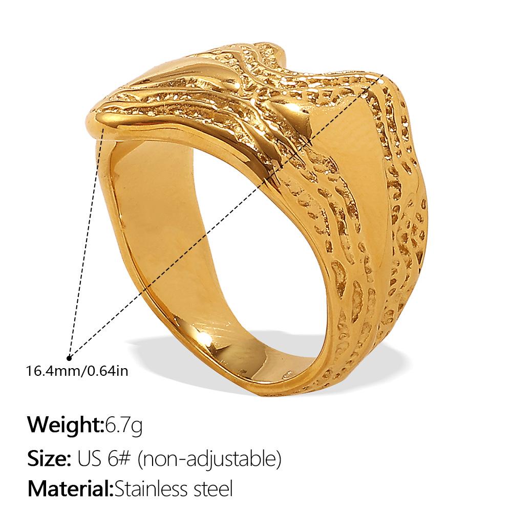 Japanese and Korean Hong Kong style simple and versatile high-end ring stainless steel cold wind irregular ring jewelry