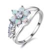 Elegant Opal Ring With Floral Design Stunning Women's Fashion Jewelry In White Color