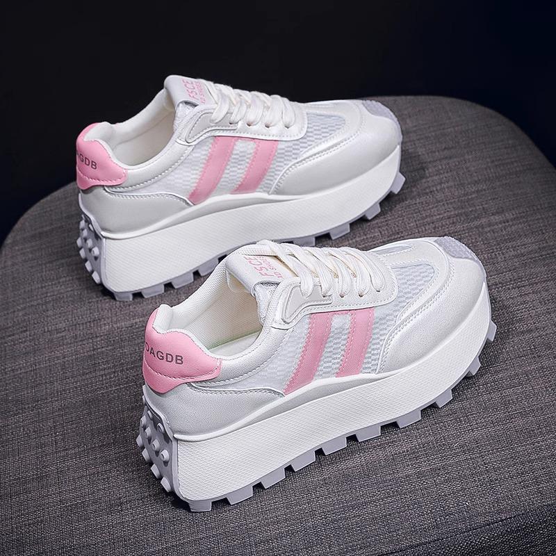

Thick soled shoes for women in spring and summer , new mesh breathable height increasing dad shoes, sports and casual shoes 39 рожевий