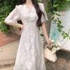 Summer Women's Clothing Slightly Fat Pear-shaped French Gentle Wind Temperament Foreign Gas Bubble Sleeves Waist Thin Dress Niche Skirt