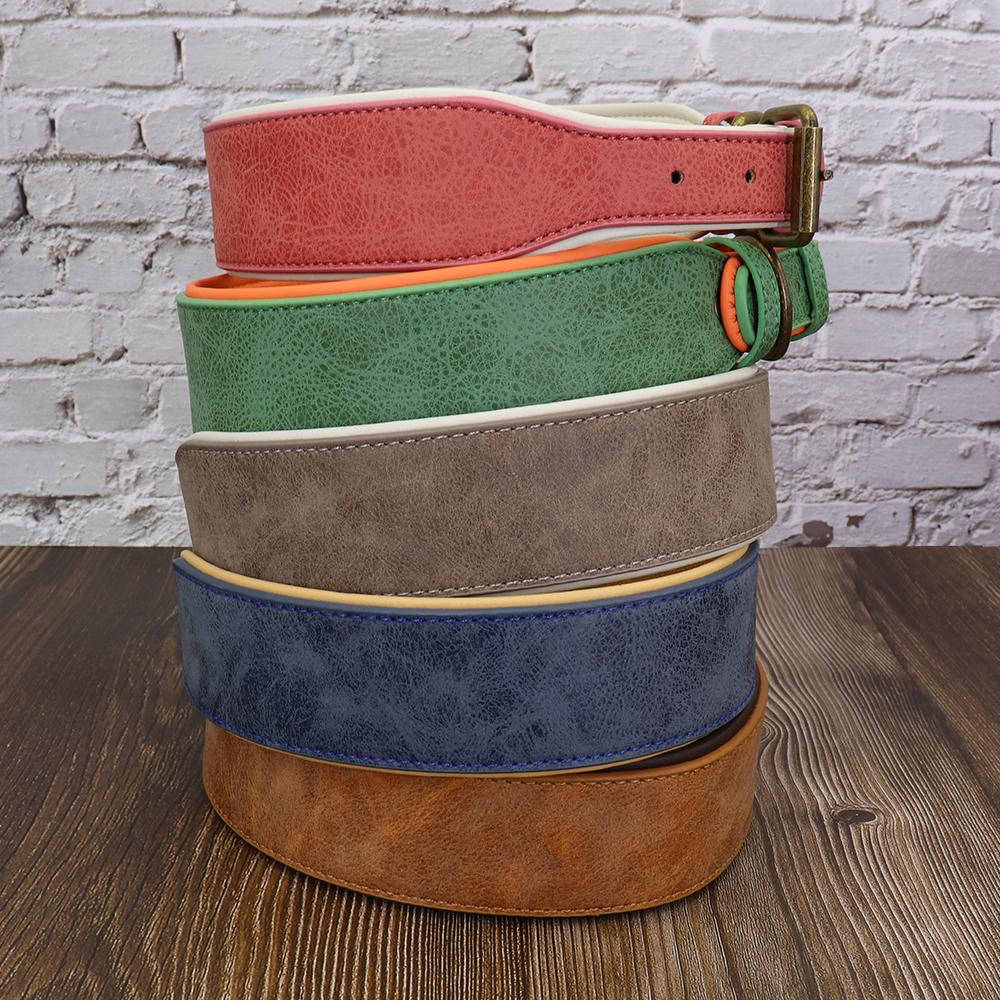 Breites Lederhalsband für Hunde Gepolsterte Haustierhalsbänder Hundehalsband für Mittelgroße Große Hunde Pitbull Bulldogge Deutscher Schäferhund 2XL