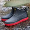 Men's Low-Cut Waterproof Non-Slip Rubber Rain Boots for Car Washing and Outdoor Fashion.