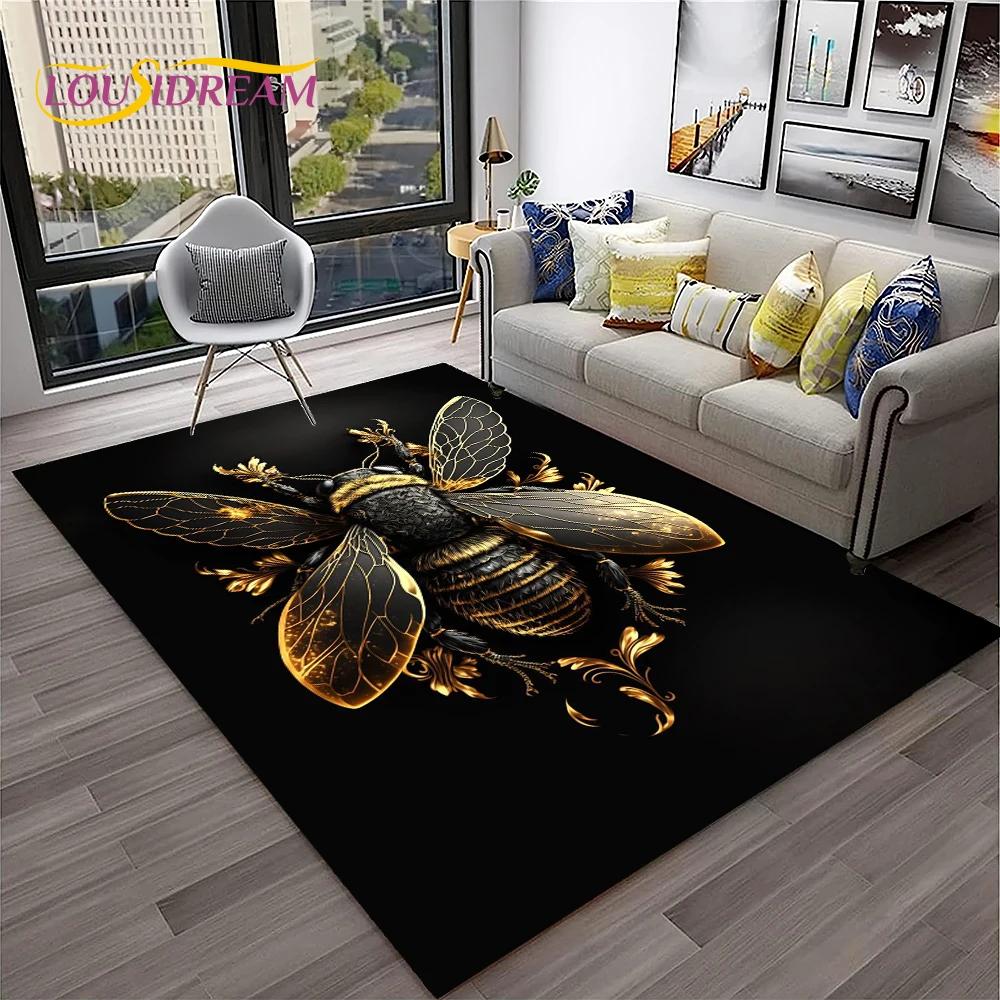Insect 3D Cartoon Bee Cute HoneyBee Carpet Rug for Home Living Room Bedroom Sofa Doormat Decor,kids Area Rug Non-slip Floor Mat