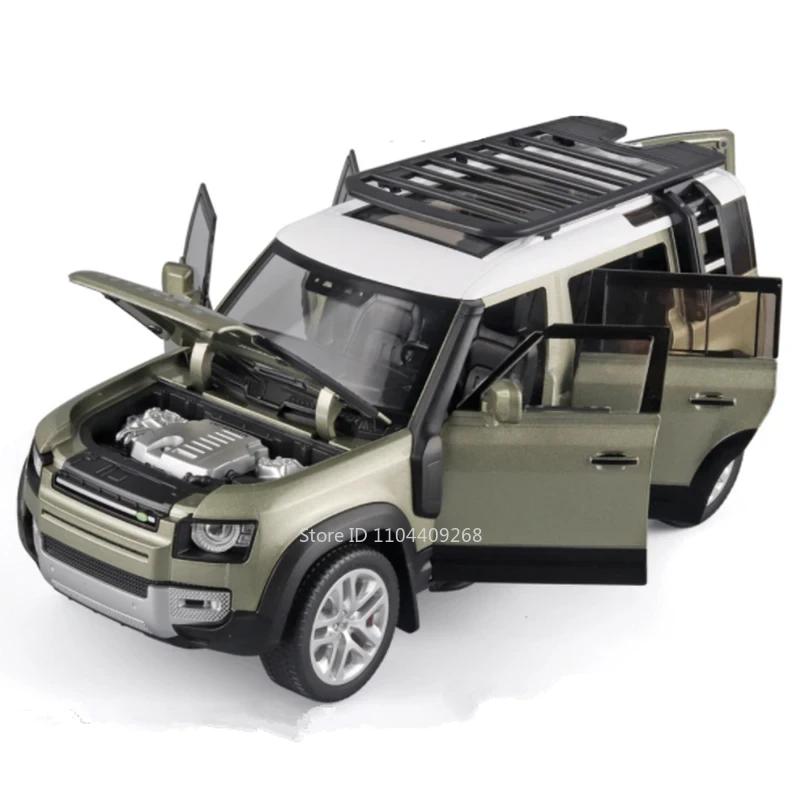 Large 1:18 Land Rover Defender Range Rover Alloy Model Car Toy Metal Diecast SUV Off-road Vehicles Collection Sound Light Gifts