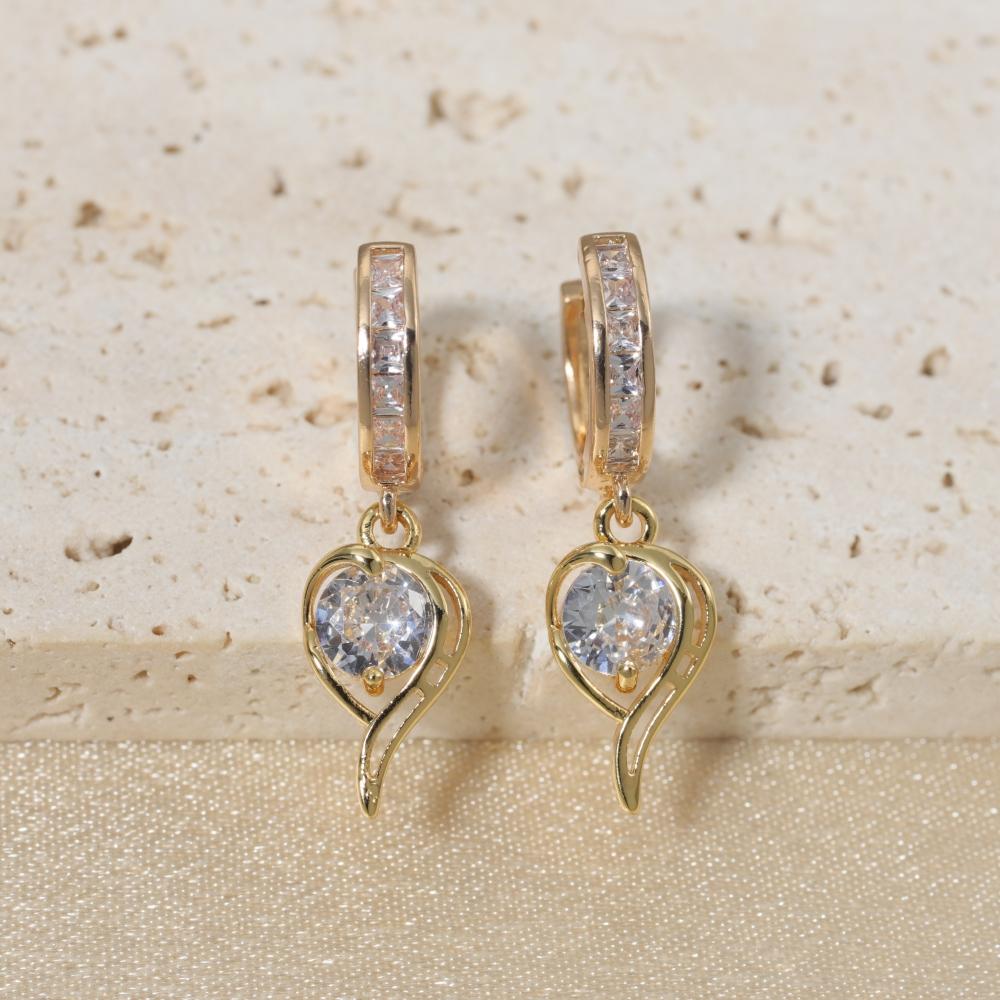 1 Pair Fashion Bow with Water Drops Zirconia Dangle Earrings for Women Golden Earring Jewelry Party Accessories