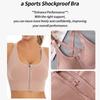 Shockproof Front Zipper Sports Bra for Women Gathered Anti-Sagging Fitness Plus Size Bra for Seamless Back