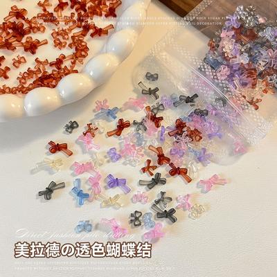 Maillard Bow Nail Accessories Mixed Size Resin Ice Transparent 3D Ribbon Tie Decorations