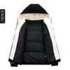Mens Winter Hooded Down Jacket Thick Warm Striped Casual Loose Fit Youth Outdoor Wear
