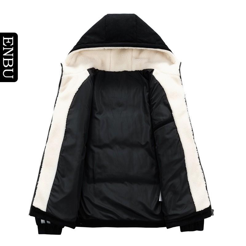 Mens Winter Hooded Down Jacket Thick Warm Striped Casual Loose Fit Youth Outdoor Wear