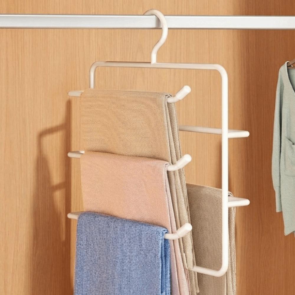 Hanging Multi-Layer Trouser Racks Non Slip Scarf Tie Rack Closet Pants Organizer for Home