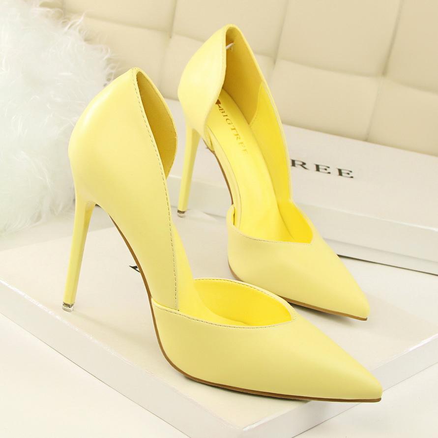 Bigtree Moda Semplice Club Notturno Spettacolo Scarpe Sottili da Donna Tacco Sottile Tacco Super Alto Bocca Bassa Appuntite Vuote Scarpe Singole