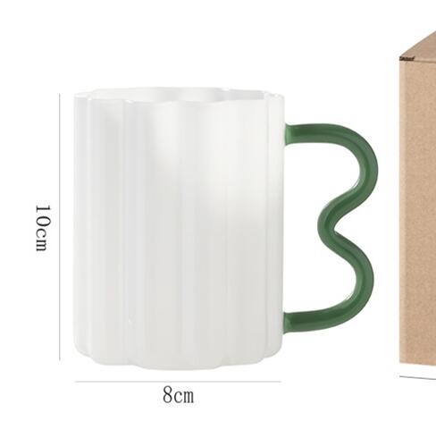 Color Jade Glass Borosilicate Heat-resistant Glass Mug with Handle Milk Coffee Glass Goblet Cup Drinkware Barware 301-400ml