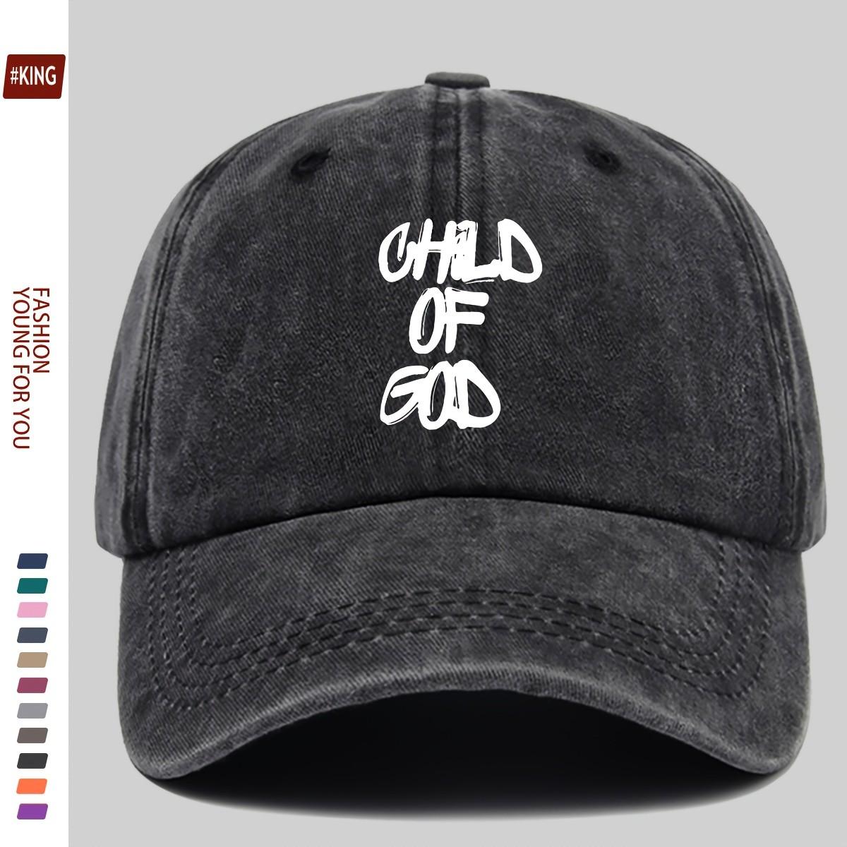 Child Of God Washed Baseball Cap Vintage Letter Print Adjustable Cotton Dad Hat for Unisex Women One Size