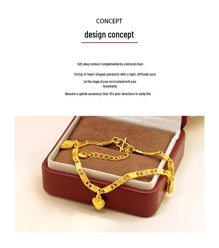 Heart-Shaped Laser Gold Bracelet: Luxury Women's Jewelry Design