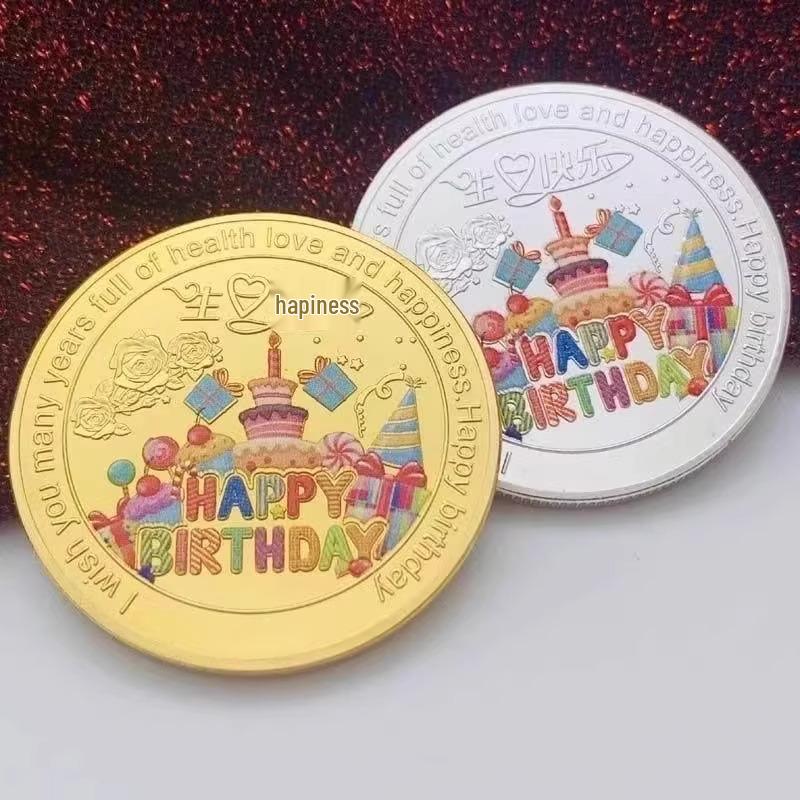 Kolorowy Pamiątkowy Medal na Tort Urodzinowy - Specjalna Oferta dla Nowych Klientów: Kup 2 za 0,01 $ z darmową wysyłką