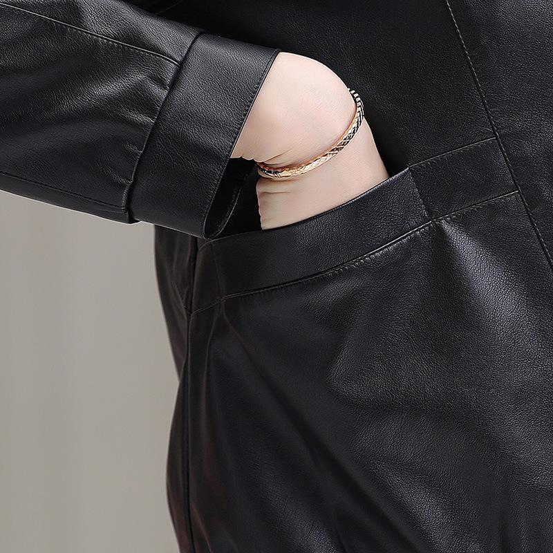 2025 Spring Women's Stylish Slim-Fit PU Leather Jacket - Fashionable Mom's Outerwear for 30s & 40s