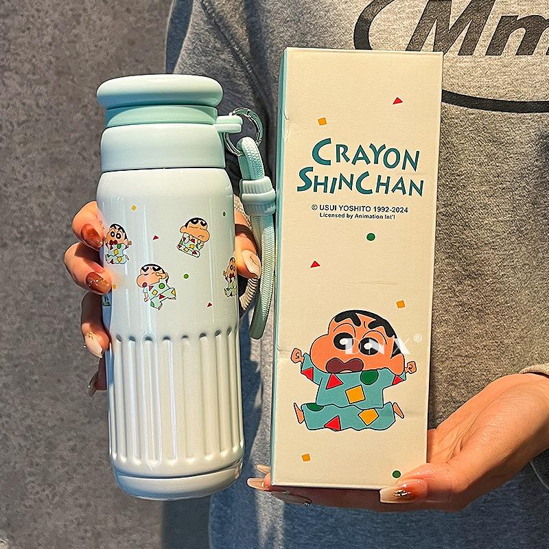 Crayon Small New Large Capacity Stainless Steel Thermos Cup Cartoon Student Sippy Cup Couples Cup Birthday Gift for Men and Women