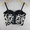 Spring/summer Gold Thread Embroidered Elegant Tank Top Fresh and Cute Slim-fitting Mini Tank Top with Underwire Bra Top Camis & Tank Tops