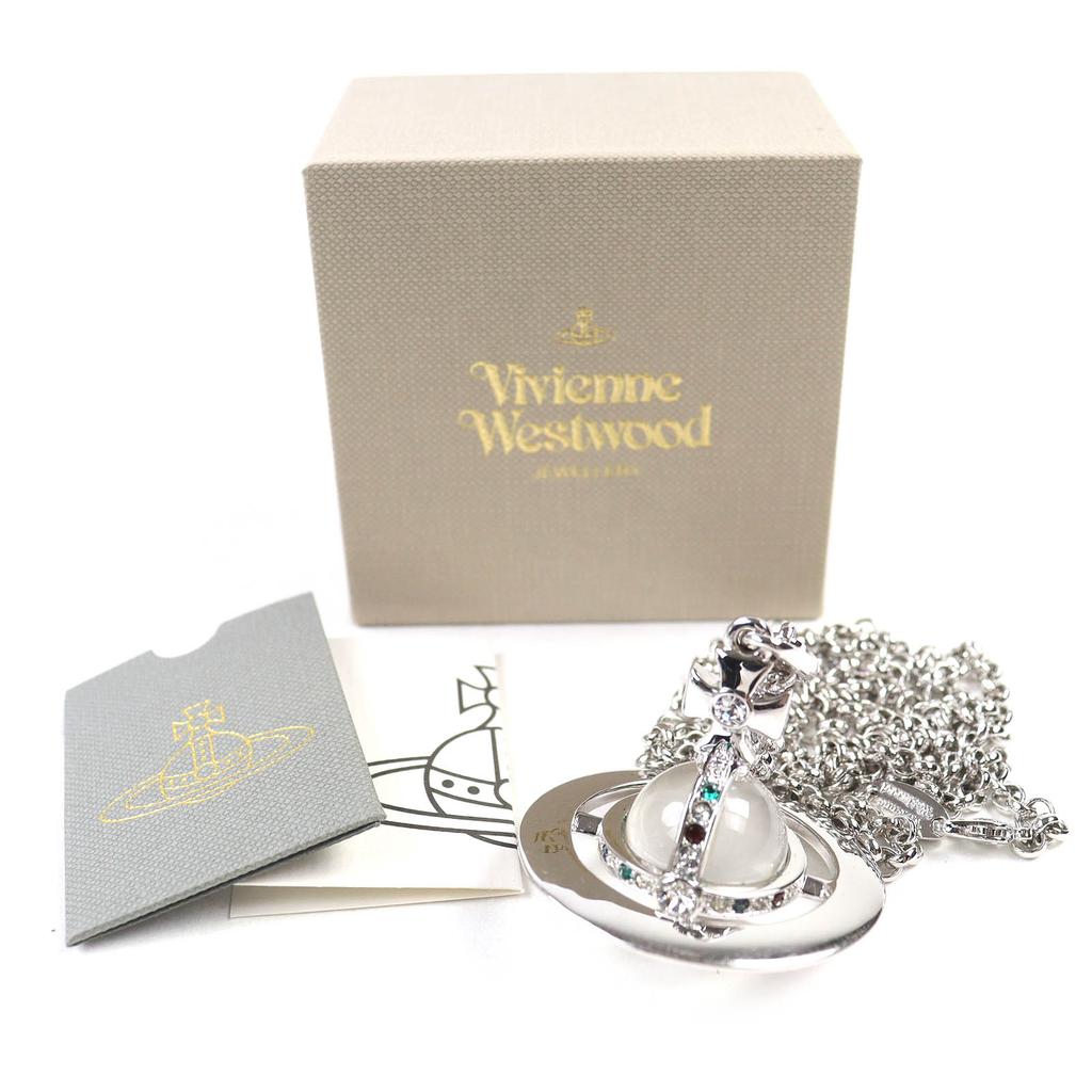 VIVIENNE WESTWOOD Naszyjnik Mała Zawieszka Orb Cyrkonia Dekoracja Srebrny Kobiety Używany
