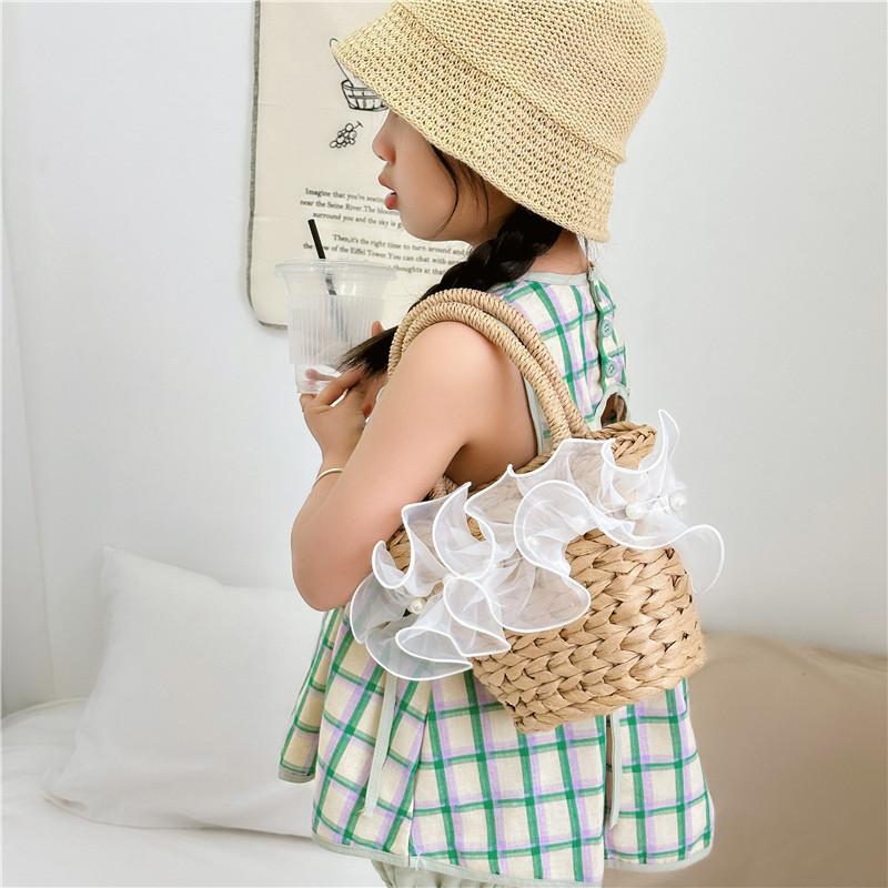 Fashionable Baby Summer Beach Bag Charming Woven Handheld Tote For Girls