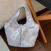 Functional Embroidered Carry Bag Soft Handag For Ladies Large Inside With Safe Magnetic Snap For Phone And Keys  Gray
