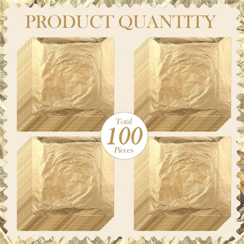 A74E-Blattgold 200 Stück 5,5" x 5,5" Für Kunst, Handwerk, Möbeldekoration Imitation Gold