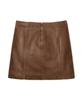 Bikwaieos Faux Leather Washed Mini Skirts_Tan Brown