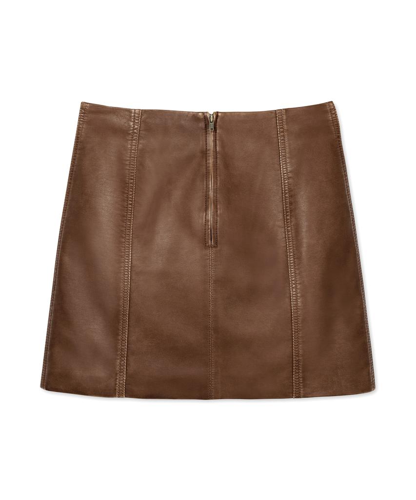 Bikwaieos Faux Leather Washed Mini Skirts_Tan Brown