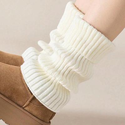 1 Pair Classic Knit Leg Warmers Rib-Knit Knee-High Leg Warmer Socks Women's Stockings Knitted Knee High Socks for Comfort