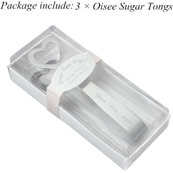 Sugar Tongs Set of 3,Stainless Steel Shape of Heart Sugar Cube Tongs,Also used as ICE Tongs Kitchen Clips Food Tongs Perfect for Tea Party Wedding