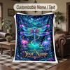 Dragonfly Garden Dream Theme Throw Blanket Custom Name Text Personalized Blanket Soft Cozy Blanket for Home Sofa Bed