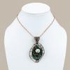 Natural Malachite, Moonstone Gemstone Copper Wire Wrap Pendant 3.07" Z1c49