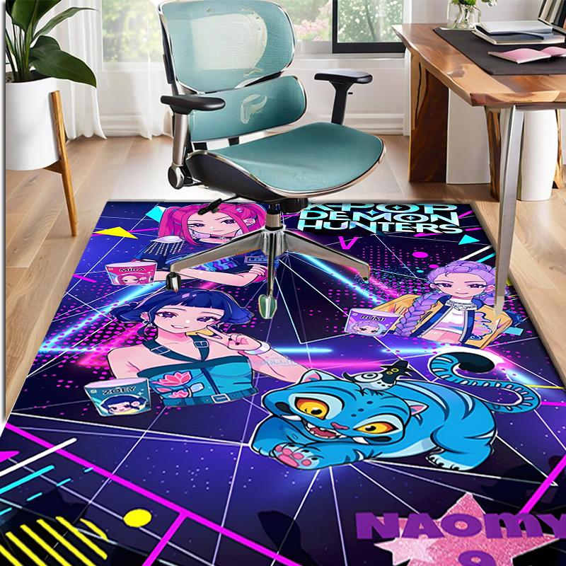 KPop Dämonenjäger Muster Teppich, Innen-/Außenmatte, für Picknick, Spielzimmer, Schlafzimmer, Büro, Wohnzimmer, Heimdeko Teppich, Geburtstagsgeschenk