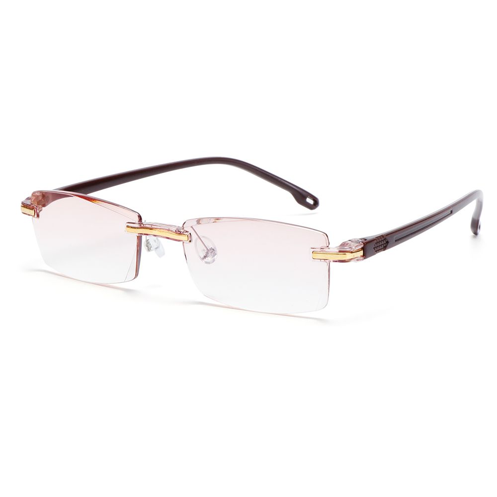 Unisex Diamond-cut Rimless Readers Eyewear Radiation Protection Presbyopia Glasses Reading Glasses Anti Blue Light