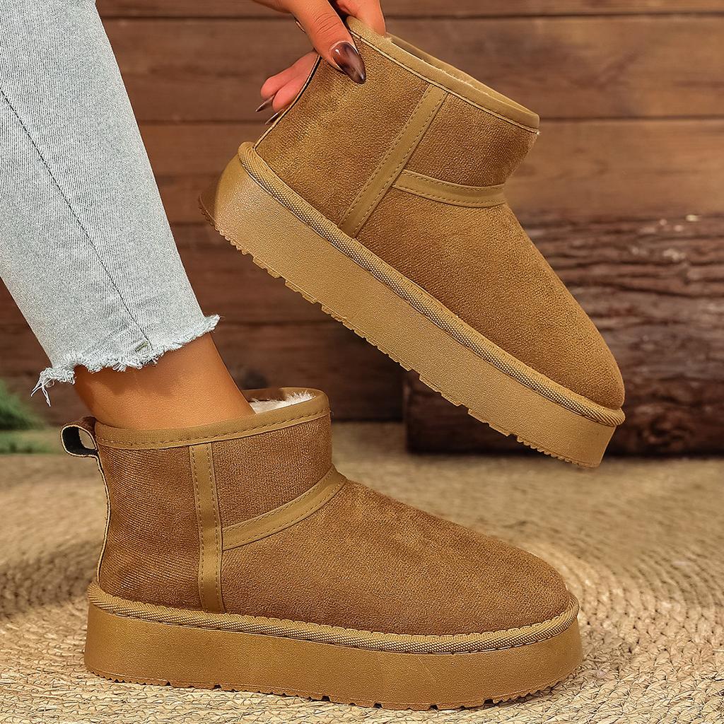 Thick-soled snow boots women's 2025 new winter velvet thickened warm short boots one-pedal sleeve Northeast large cotton shoes