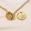 Special Round Irregular Convex Threaded Earrings Stud Earrings Personalized K Fashion Geometric Stainless Steel Earrings