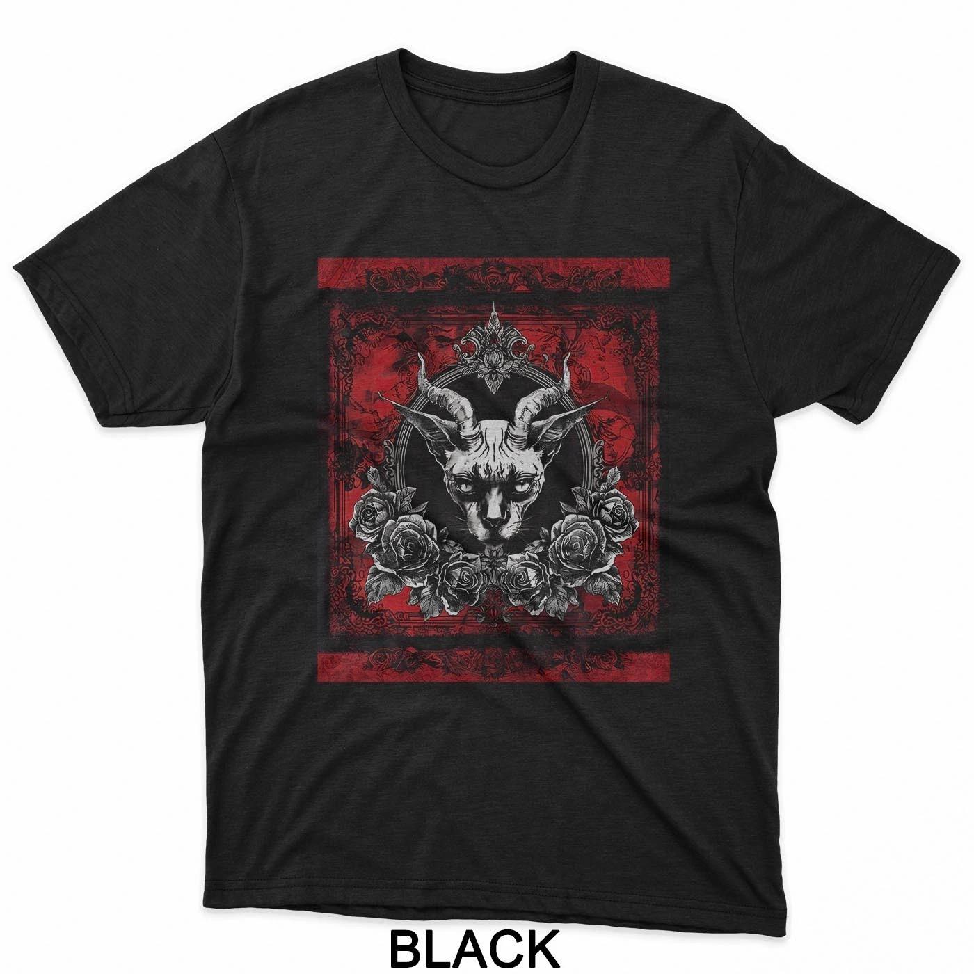 Demonic Sphynx Gothic Cat Ornate Victorian Occult Men Women T-Shirt 4XL