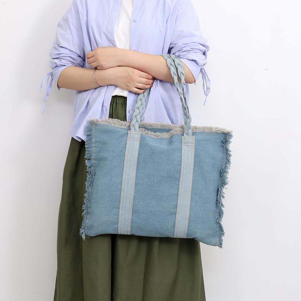 Nananoel Molly Unevenly Dyed Denim Big Tote Bag 2513311010 Denim (090)