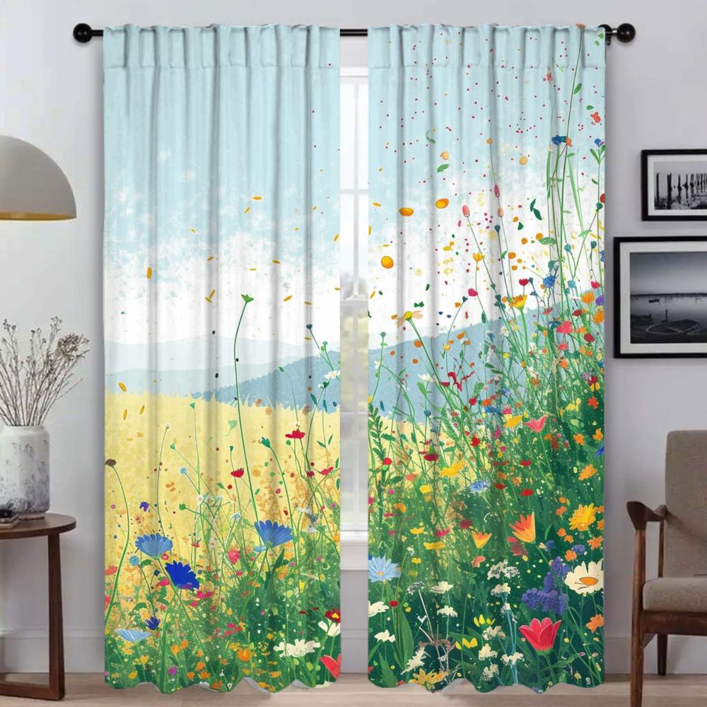 Der Frühling kommt Vorhänge Kinderzimmer Fenster Vorhang für Zimmer 2 Paneele Halloween Dekoration Rollos Tüll für Schlafzimmer Trennwand