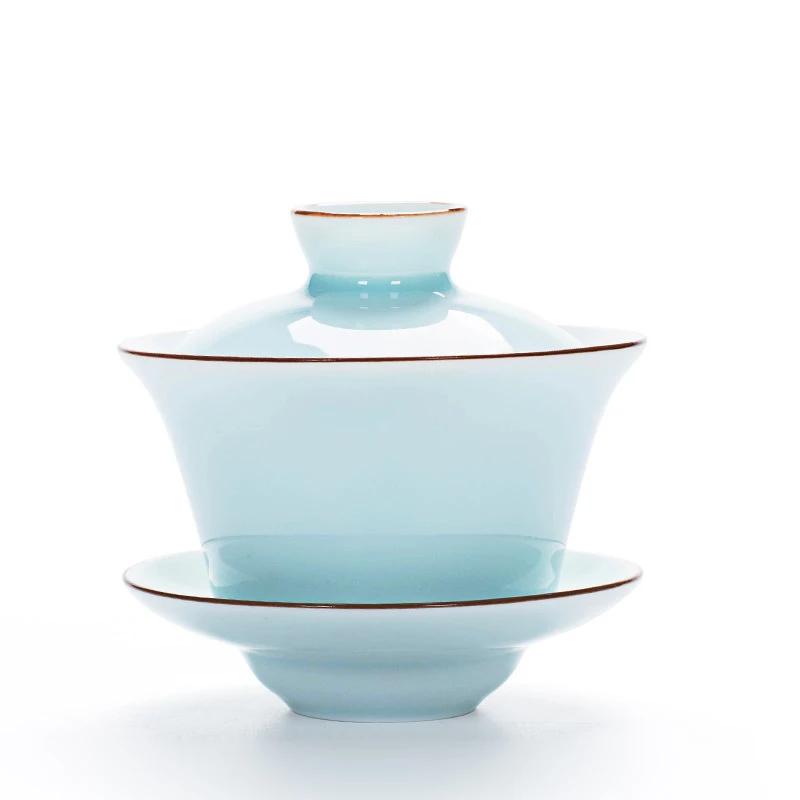 Terrina de chá Celadon 140ml Kung Fu Tea Set, Chá chinês Flower Gaiwan Puer Kettle, Os amantes de bules devem ter acessórios de chá